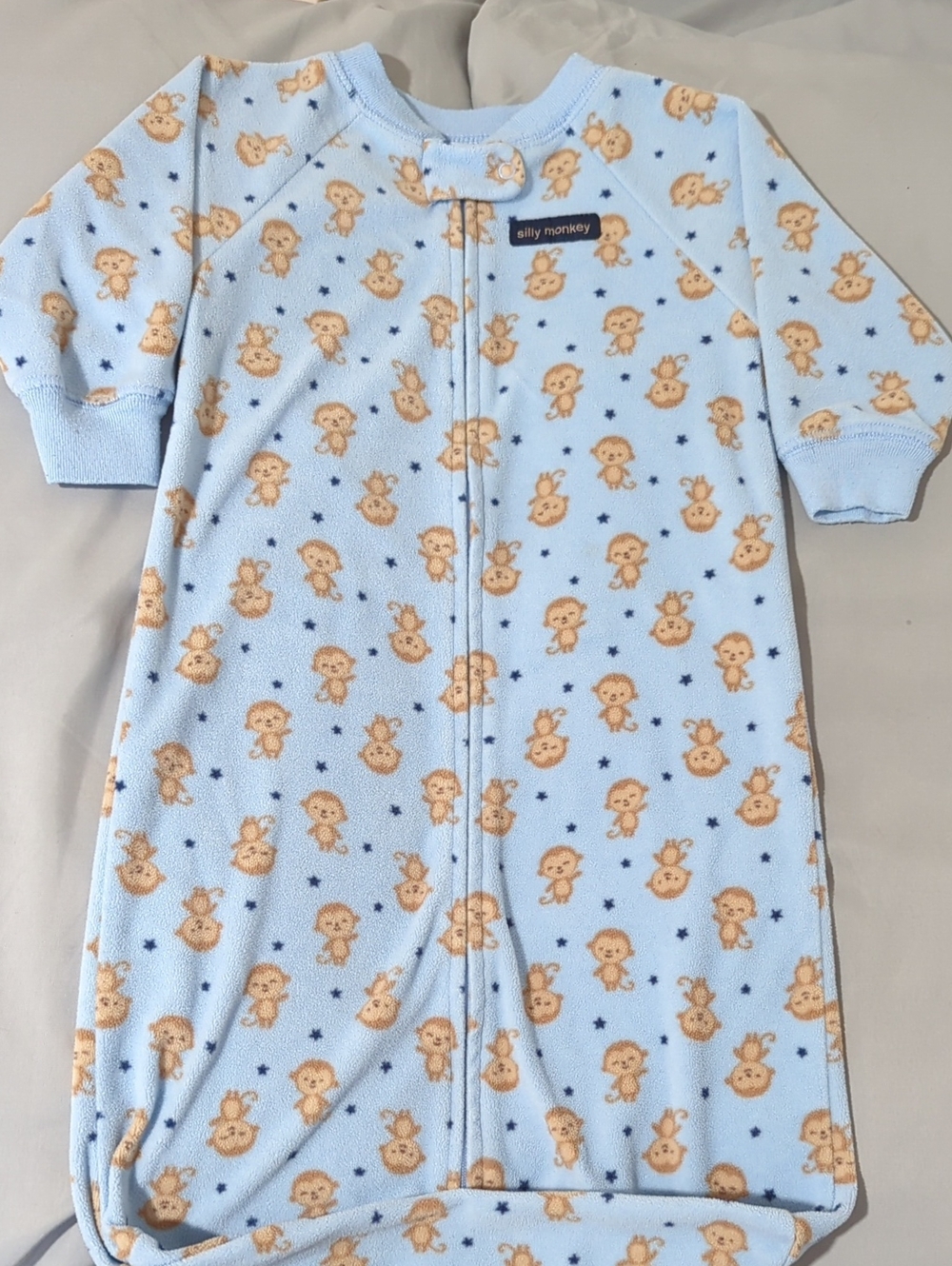 Carter's Light Blue Sleep Sack Pajamas with Tan Monkey Print